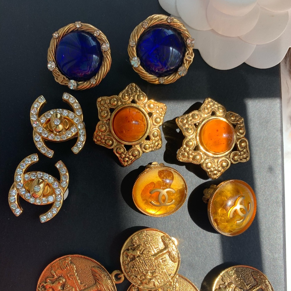 all sold Chanel vintage earrings and pin for sale